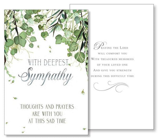 With Sympathy Card (Green Leaves)