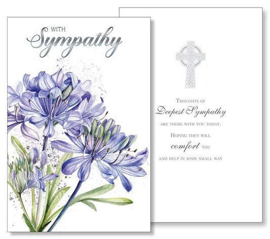 With Sympathy Card - Purple Flowers