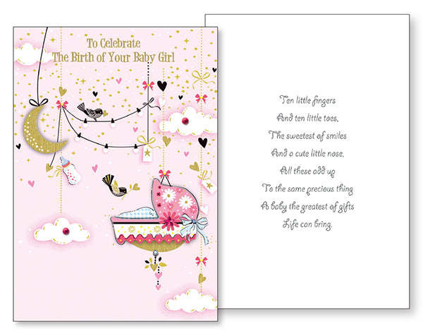 3D Card - To Celebrate The Birth Of Your Baby Girl