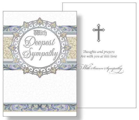 Sincere Sympathy Card - Silver Foil/Pearlised