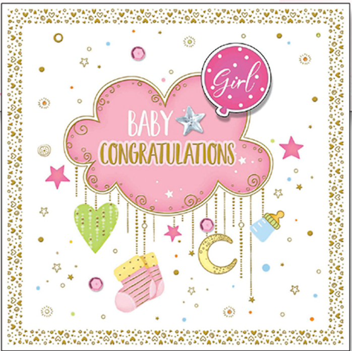 3D Baby Girl Congratulations Card