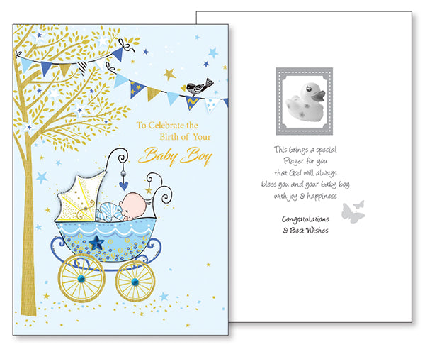 3D Baby Boy Congratulations Greetings Card