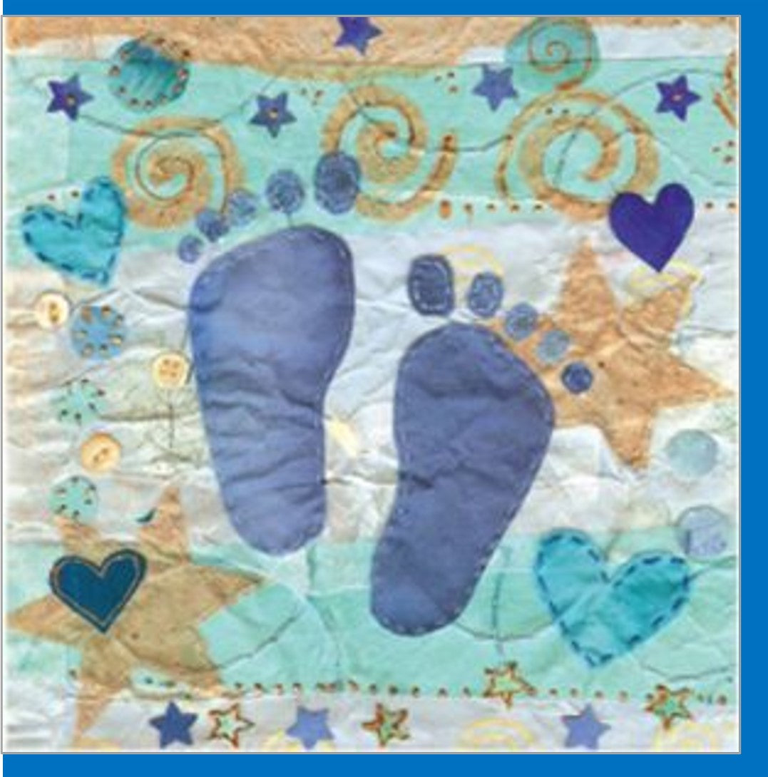 Blue Feet Baby Small Greetings Card