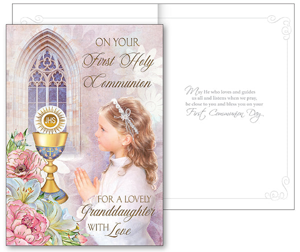 Holy Communion Card with Insert For Granddaughter