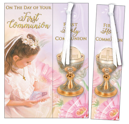 Holy Communion Bookmark Card For A Girl -  With Ribbon