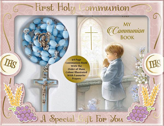 Boy Holy Communion Plastic Rosary And Prayer Book