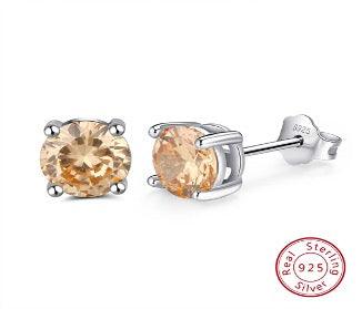 FWF Sterling Silver 925 4A Cubic Zircon Round Cut Stud Earrings