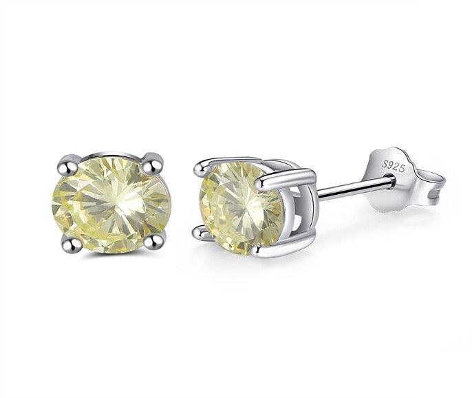 FWF Sterling Silver 925 4A Cubic Zircon Round Cut Stud Earrings