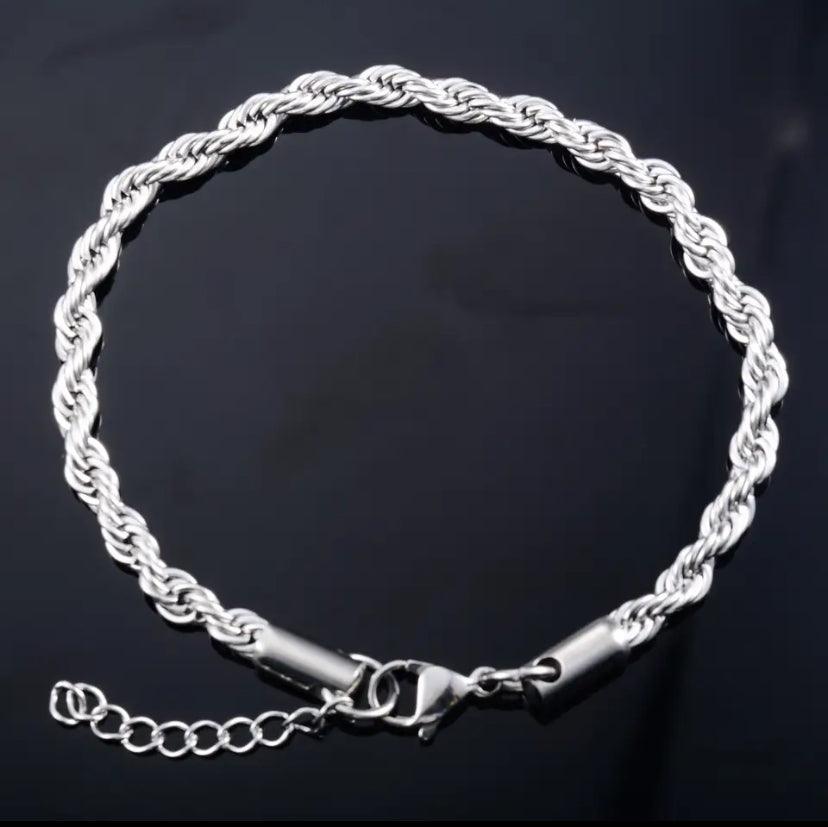 FWF Mens S925 Sterling Silver Diamond Cut Bracelet