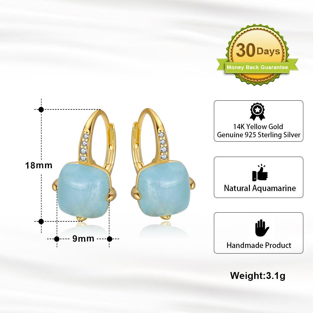 FWF Sterling Silver Minimalist Natural Aquamarine Gemstone Earrings