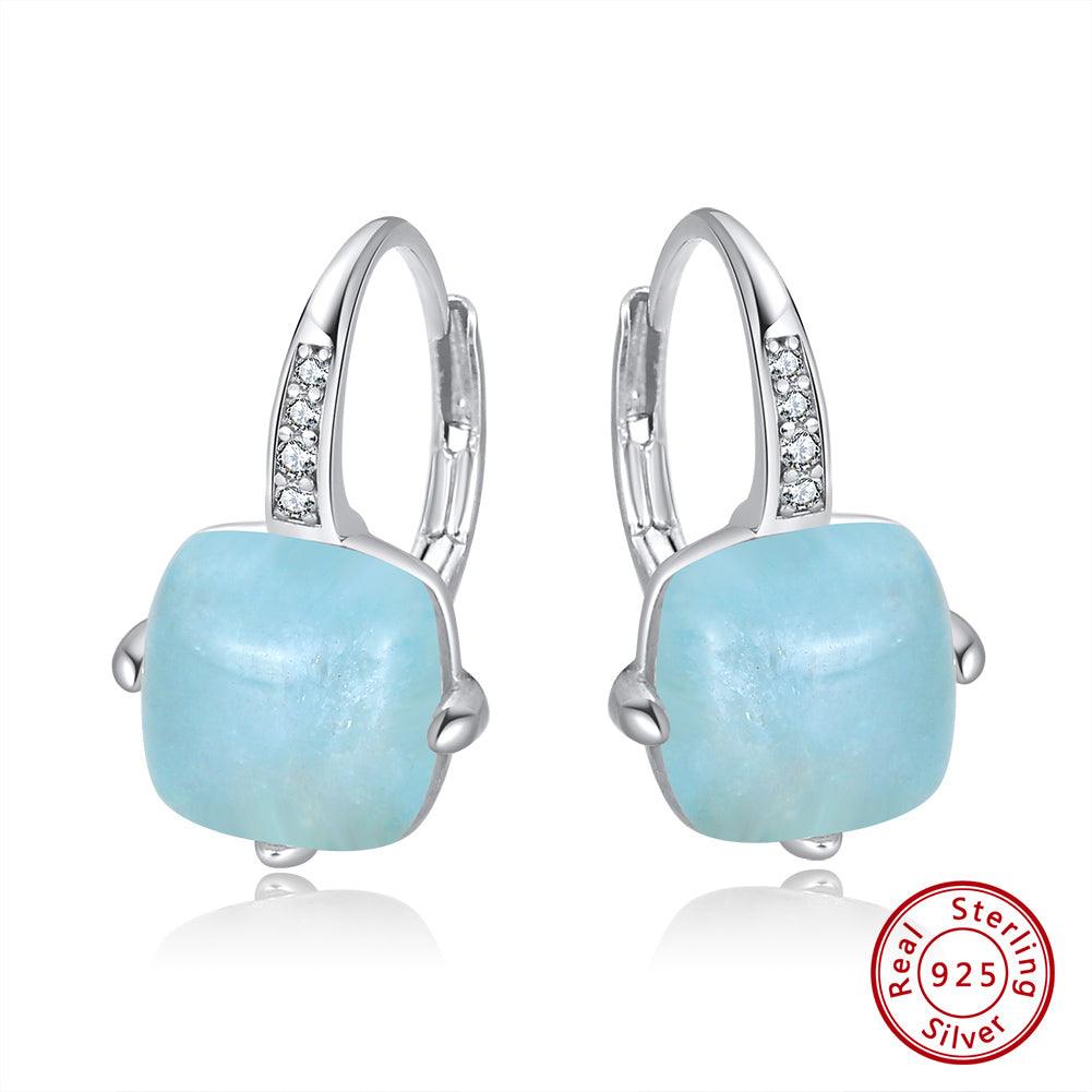 FWF Sterling Silver Minimalist Natural Aquamarine Gemstone Earrings