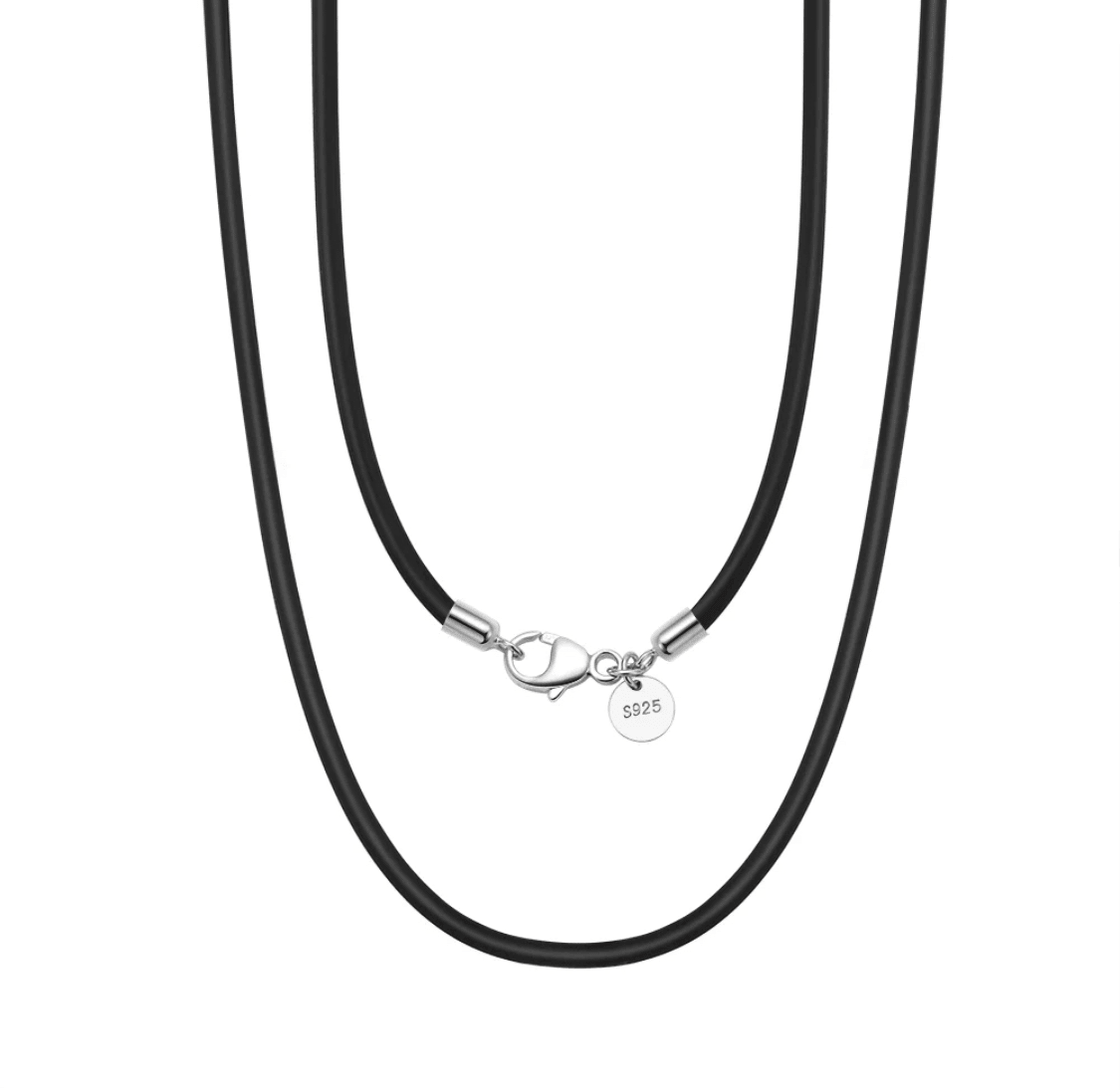 FWF Black Leather Cord Necklace With 925 Sterling Silver Clasp