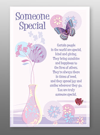 Someone Special Glass Plaque - Butterflies, Vase And Flowers