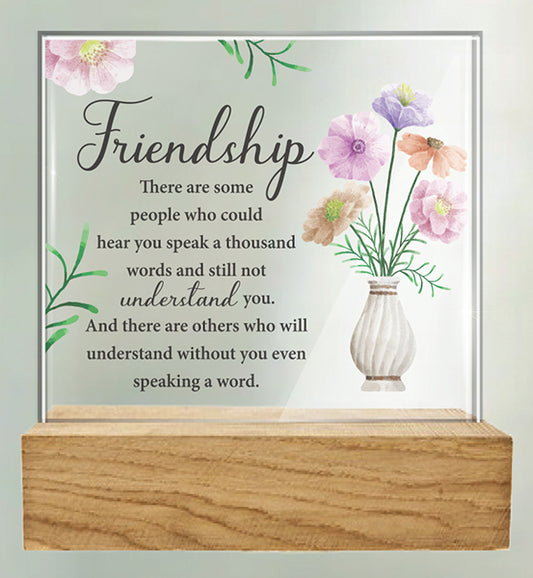 Friendship - Glass Plaque With Wood Base