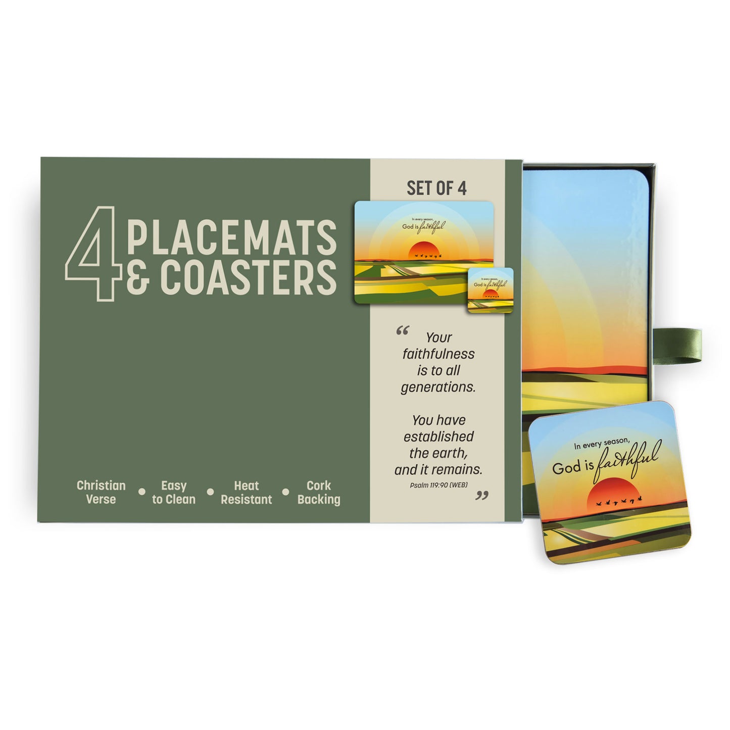 God Is Faithful Placemat & Coaster Set