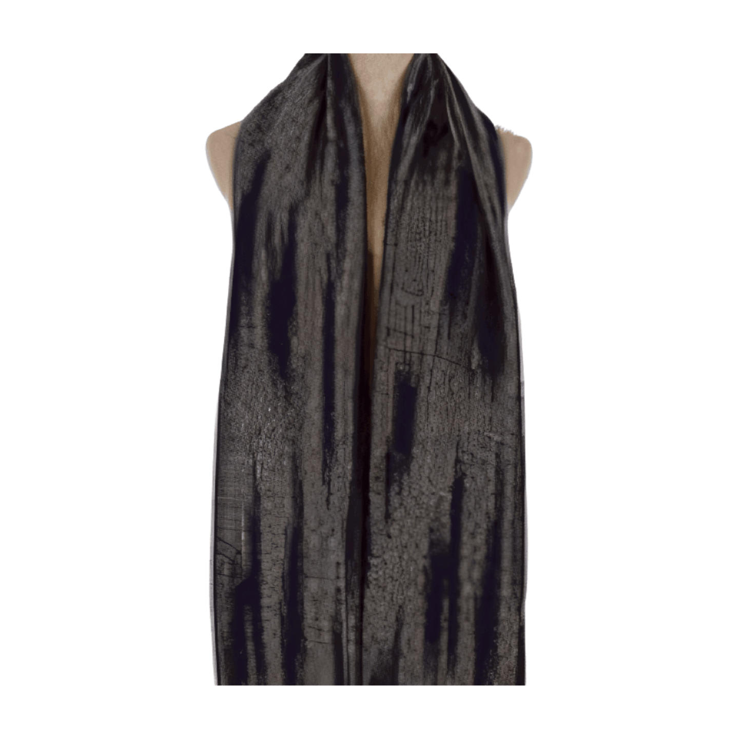 Gold Thread Stripe Wool Frayed Scarf