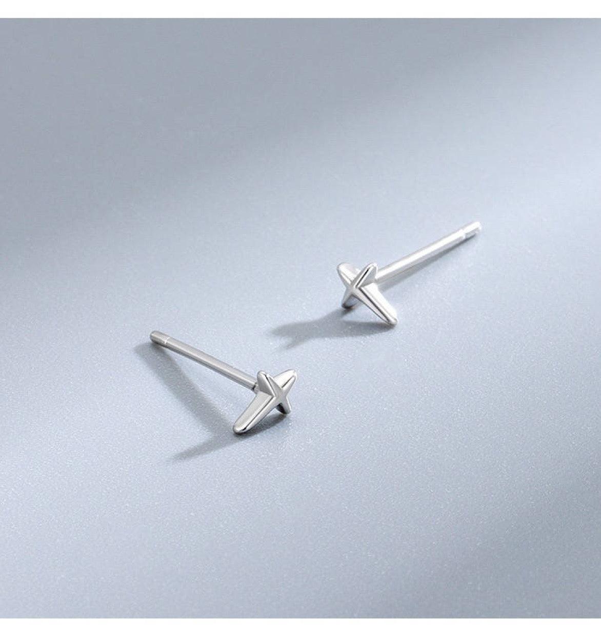 FWF Small Dainty Sterling Silver Cross Earrings