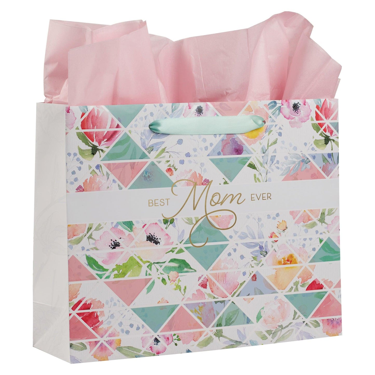 Landscape Pink/Teal Best Mom Ever Prov. 31:25 - Gift Bag w/ Card LG