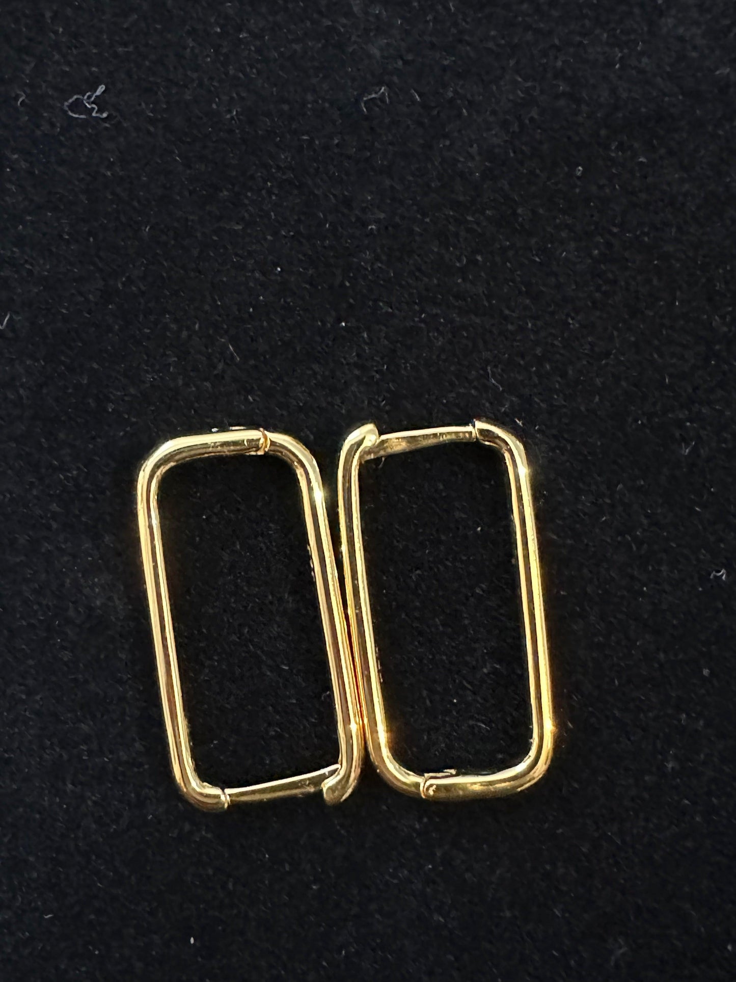 Sterling Silver 18K Gold Plated Rectangular Shaped Huggie Earrings