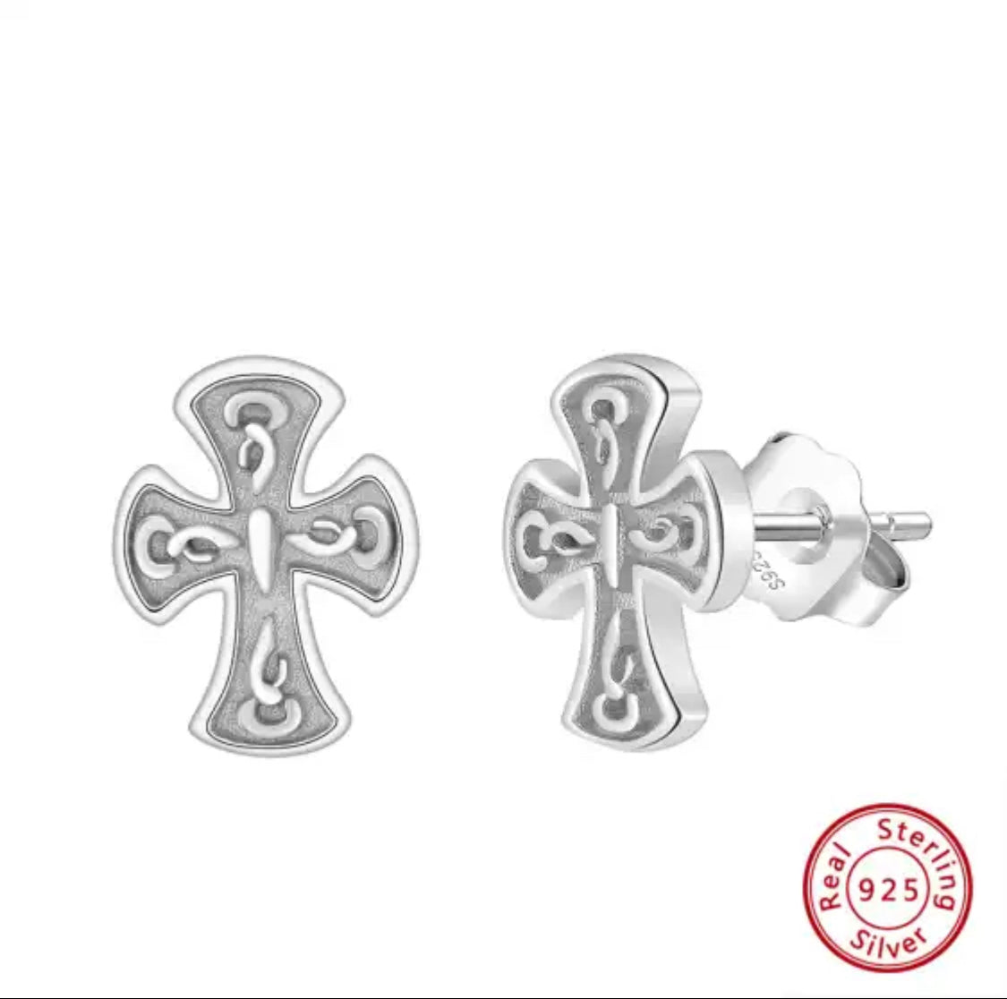 FWF Sterling Silver Minimalist Cross Stud Earrings