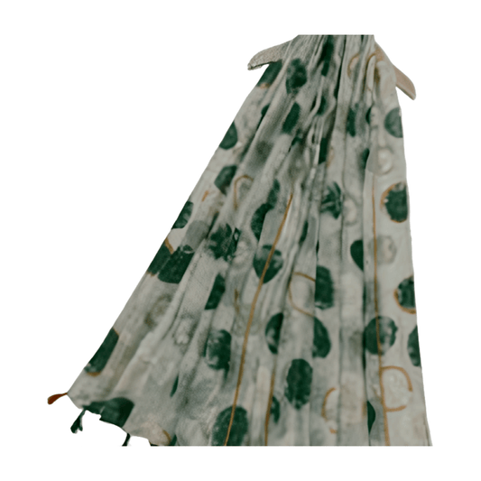 Large Green Polka Dot Faded Tassel Scarf