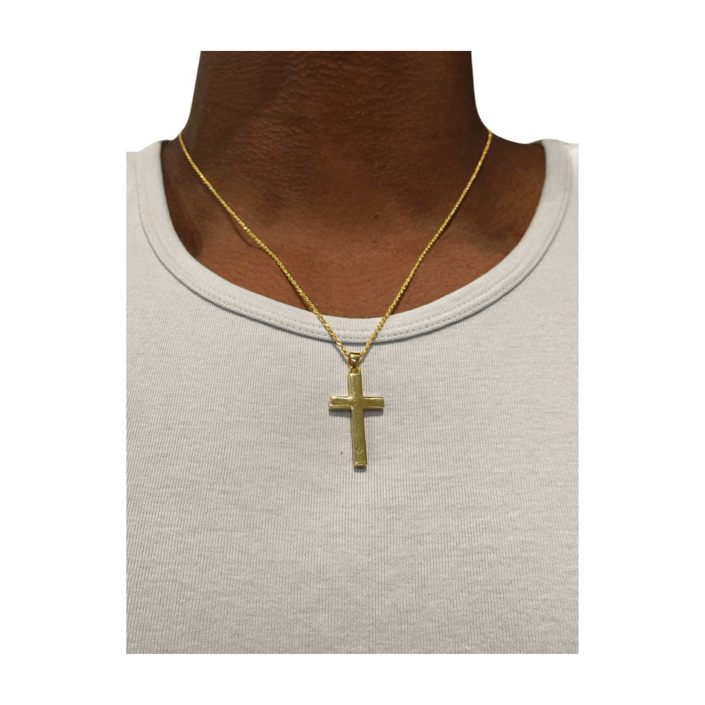 FWF Mens 18K Gold Plated 925 Sterling Silver Cross With Rope Chain