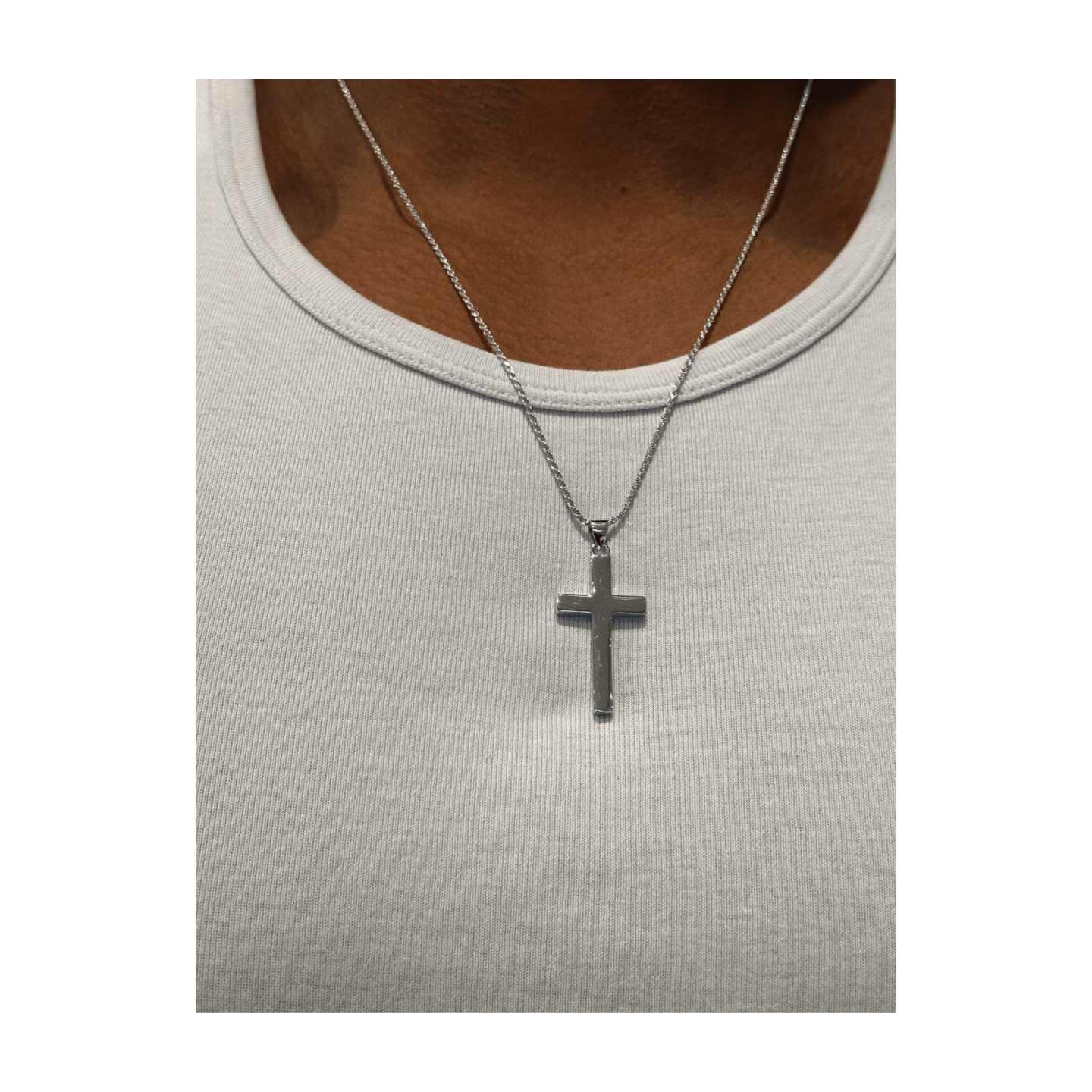 FWF Mens 925 Sterling Silver Cross With Rope Chain