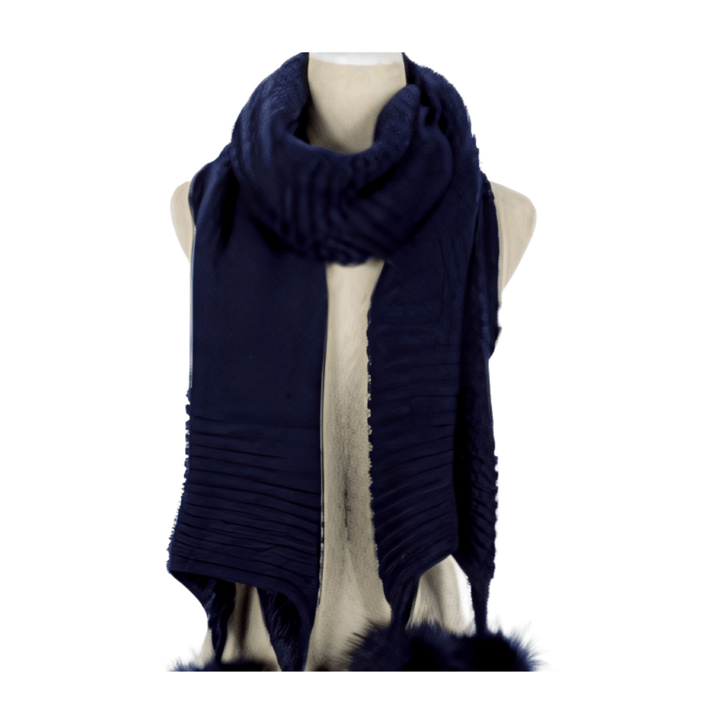 Plain Knitted Double Pom Pom Scarf