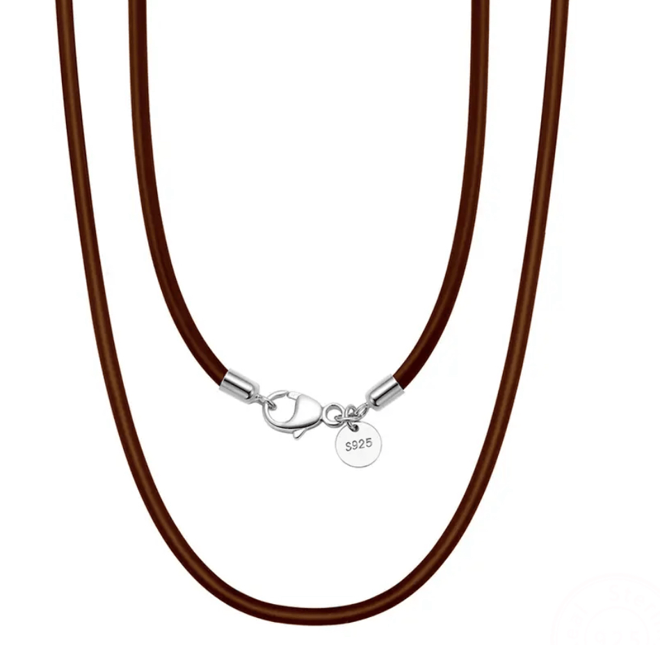 FWF Black Leather Cord Necklace With 925 Sterling Silver Clasp