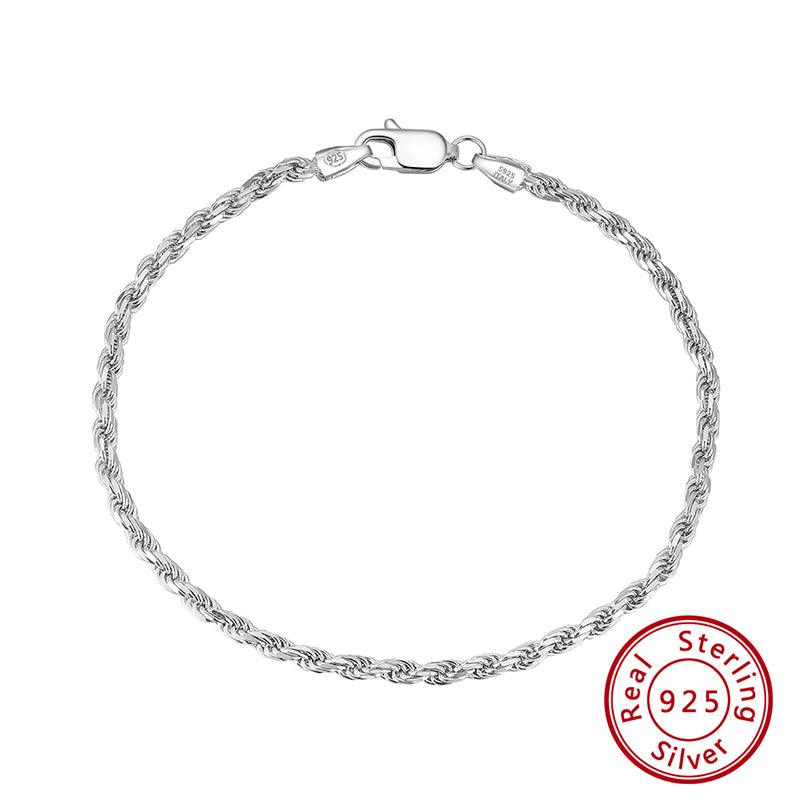 FWF Mens S925 Sterling Silver Diamond Cut Bracelet