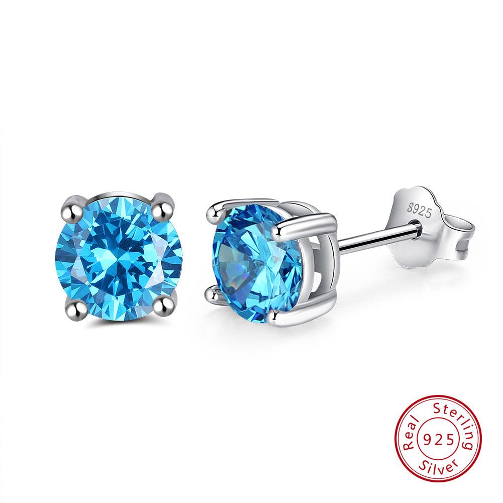 FWF Sterling Silver 925 4A Cubic Zircon Round Cut Stud Earrings