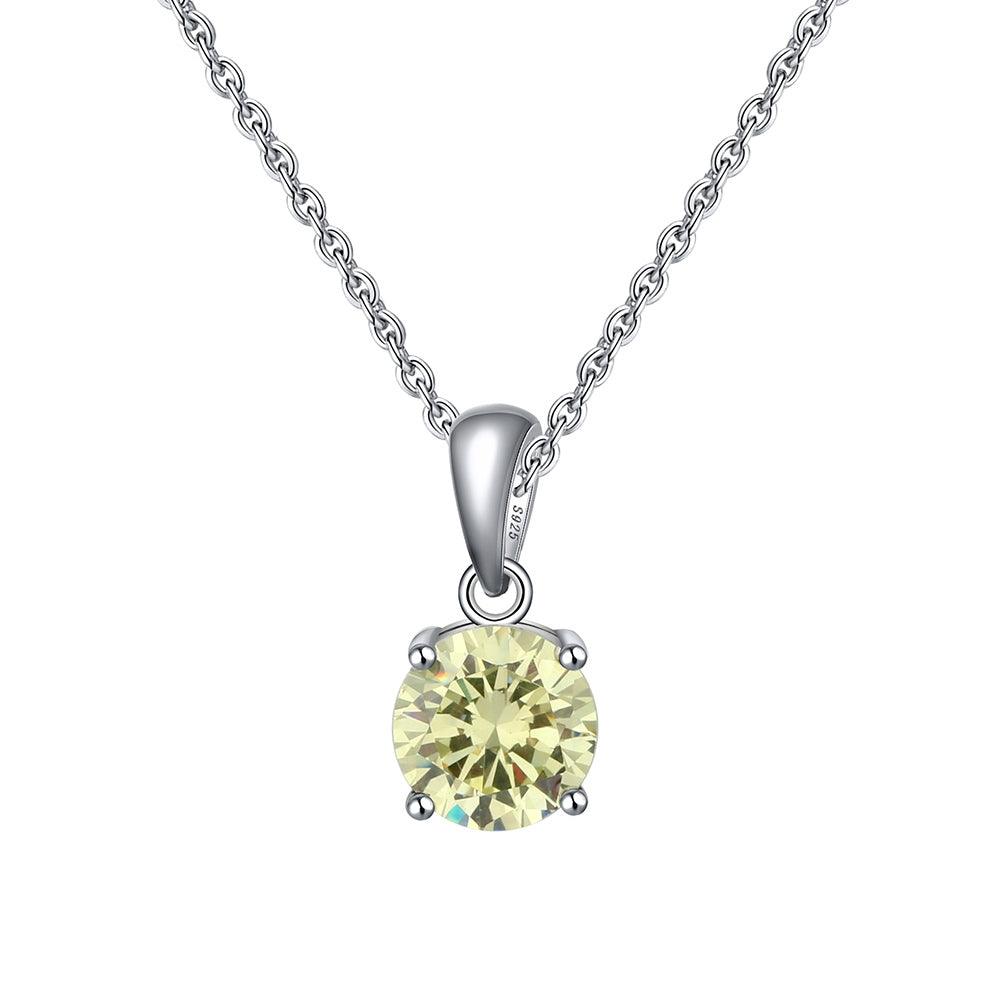 FWF 4A Cubic Zirconia Round Cut pendant with 45cm Sterling Silver Chain