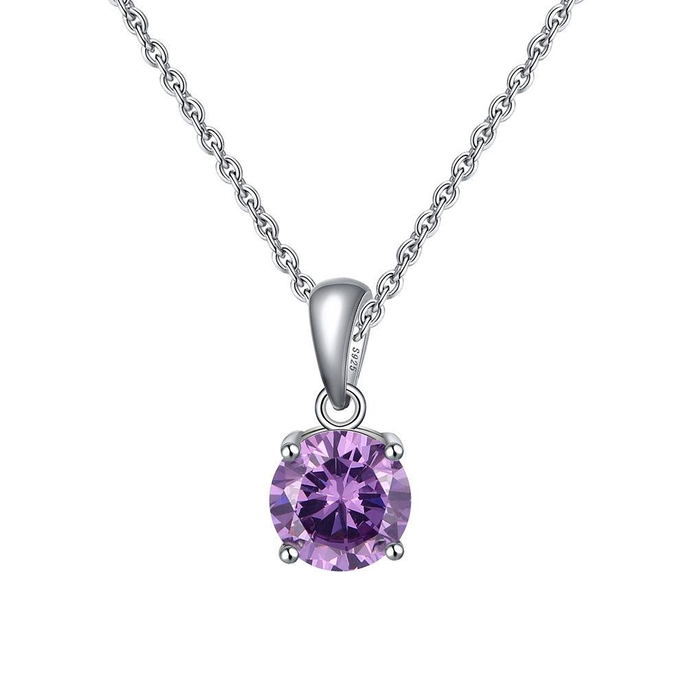 FWF 4A Cubic Zirconia Round Cut pendant with 45cm Sterling Silver Chain