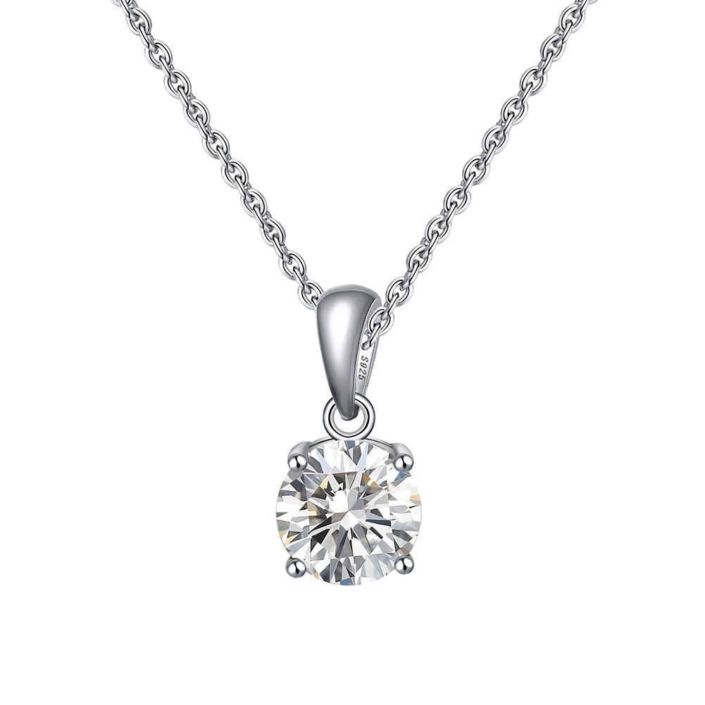 FWF 4A Cubic Zirconia Round Cut pendant with 45cm Sterling Silver Chain