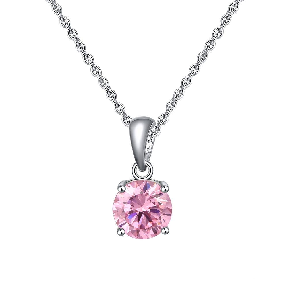 FWF 4A Cubic Zirconia Round Cut pendant with 45cm Sterling Silver Chain