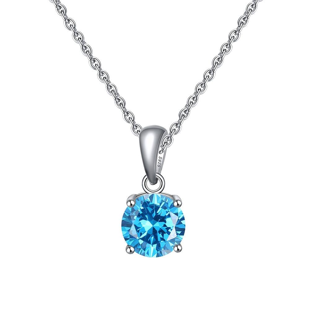 FWF 4A Cubic Zirconia Round Cut pendant with 45cm Sterling Silver Chain