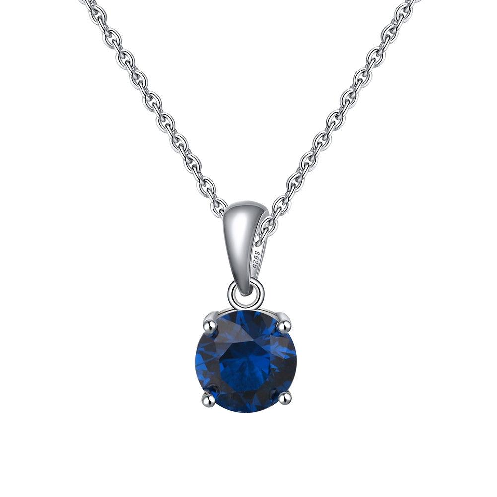 FWF 4A Cubic Zirconia Round Cut pendant with 45cm Sterling Silver Chain