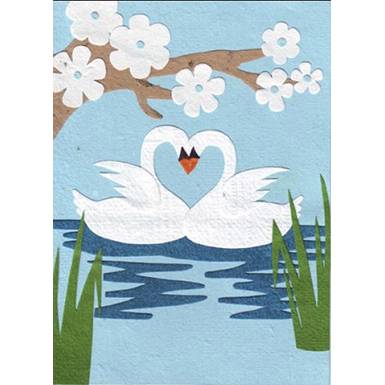 Swans In Love Greetings Card