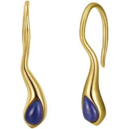 FWF Tear Drop Real Natural Stone - 14K Gold Plated  925 Sterling Silver Earring