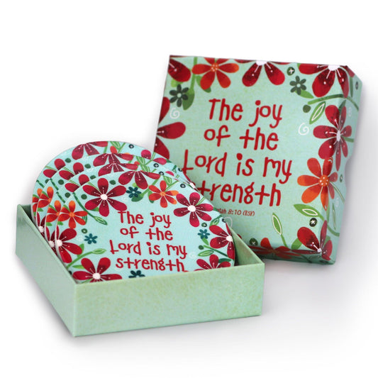 The Joy Of The Lord 4 Ceramic Coasters In Box