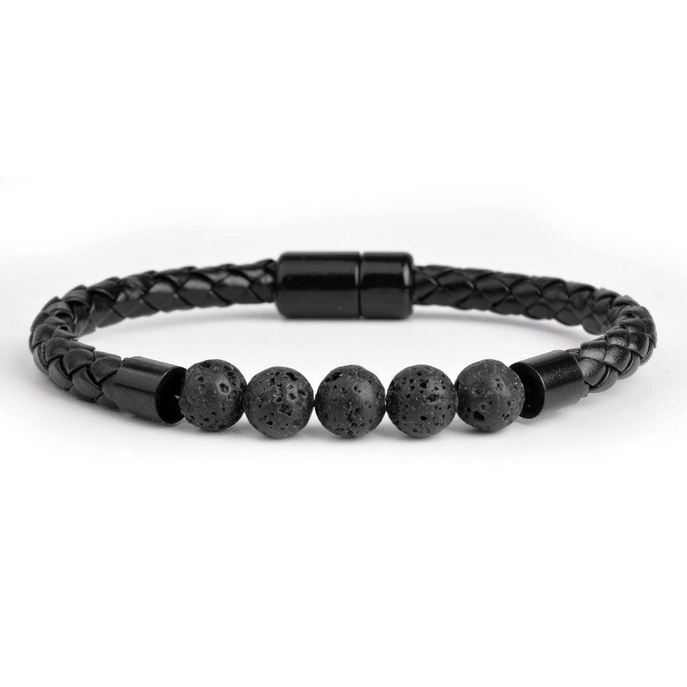 FWF Trendy Vintage Natural Stone Bead With Leather Bracelet - Unisex