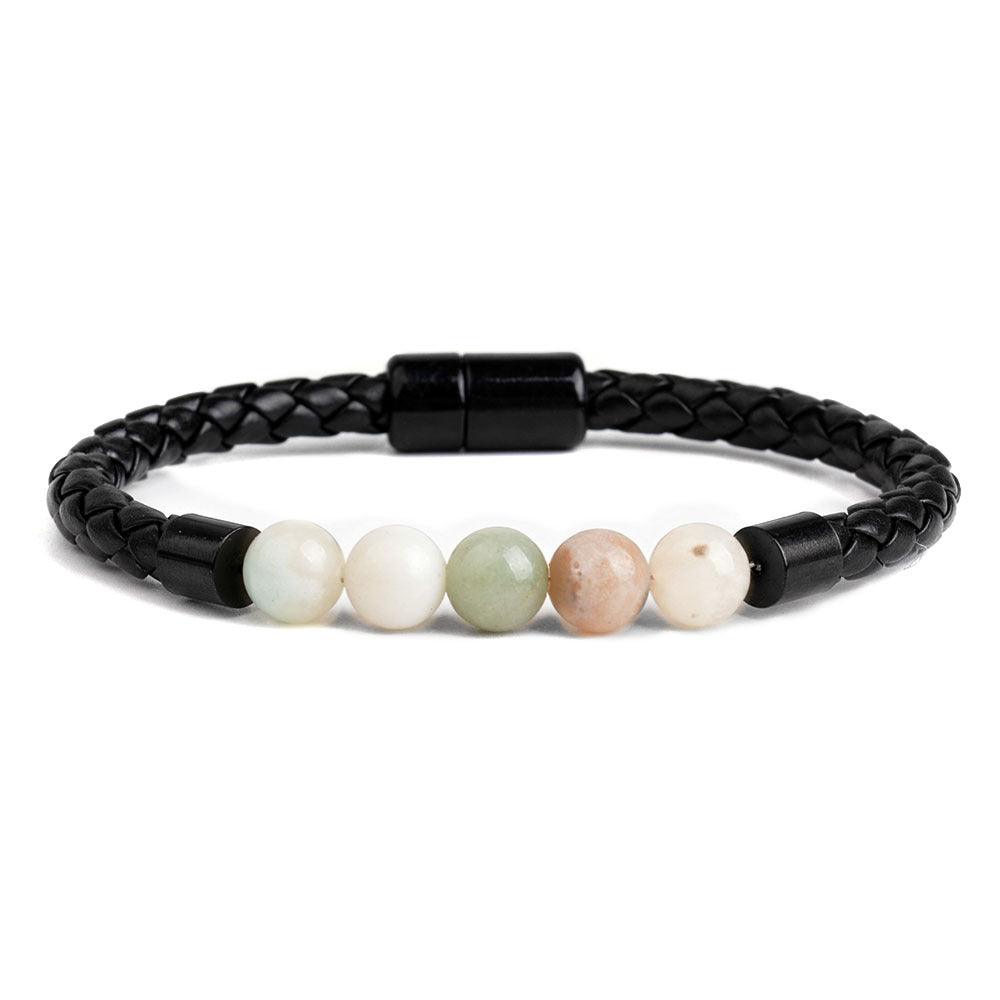 FWF Trendy Vintage Natural Stone Bead With Leather Bracelet - Unisex