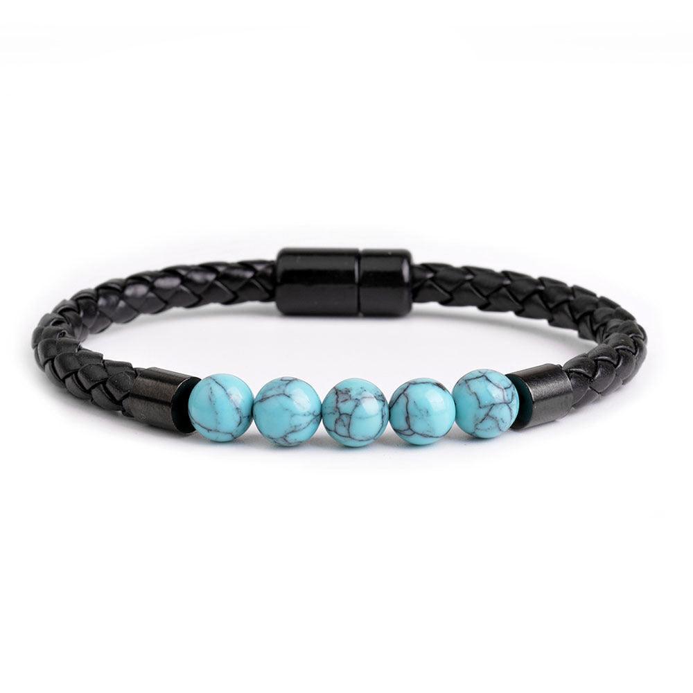 FWF Trendy Vintage Natural Stone Bead With Leather Bracelet - Unisex