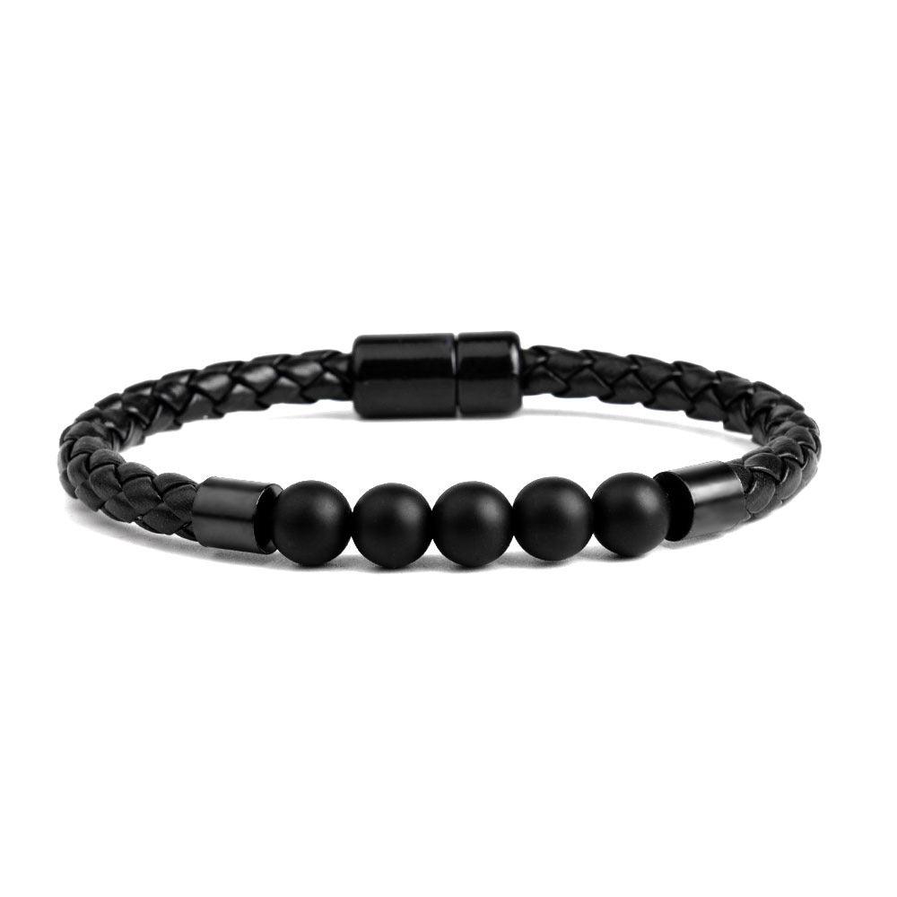 FWF Trendy Vintage Natural Stone Bead With Leather Bracelet - Unisex