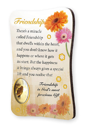 Friendship Wood Plaque - Fridge Magnet