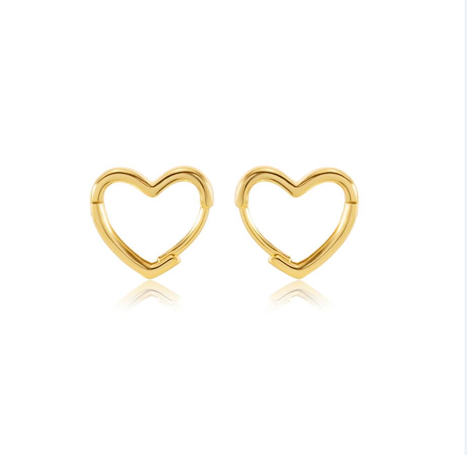 FWF Sterling Silver S925 Heart Earring - 18K Gold or Silver