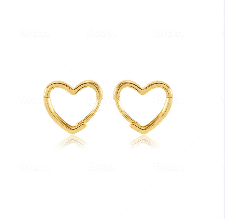 FWF Sterling Silver S925 Heart Earring - 18K Gold or Silver